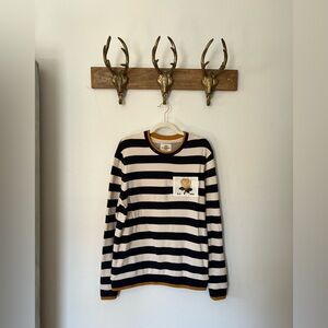British designer Kent & Curwen navy & cream striped sweater, perfect condition!
